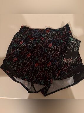 lululemon athletica Black Multicolor Scribble-Print Athletic Shorts